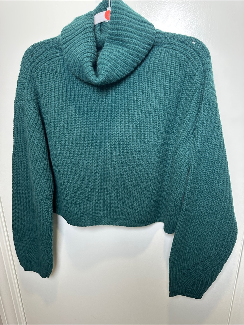 Thakoon Teal Ribbed Cropped Cowlneck Sweater (50)